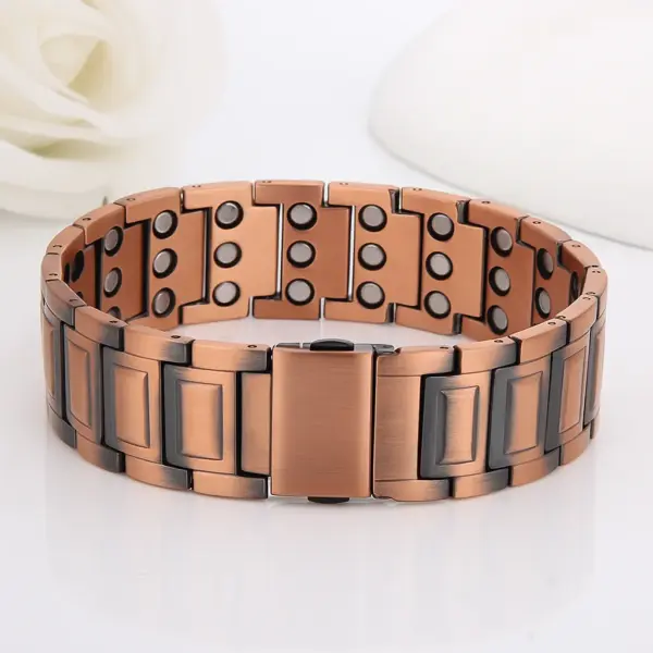jwl-brc-50_gallery_1 Bracelet Magnétique en Cuivre Antique – Double Rangée d'Aimants et Maillons Robustes
